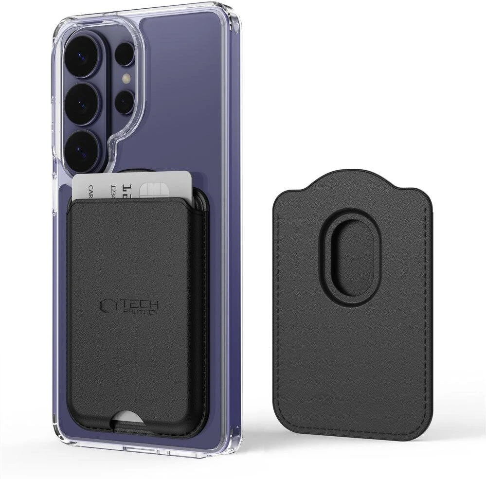 Dėklas „Tech-Protect CH02 MagWallet MagSafe“ universalus magnetinis laikiklis su juodos spalvos