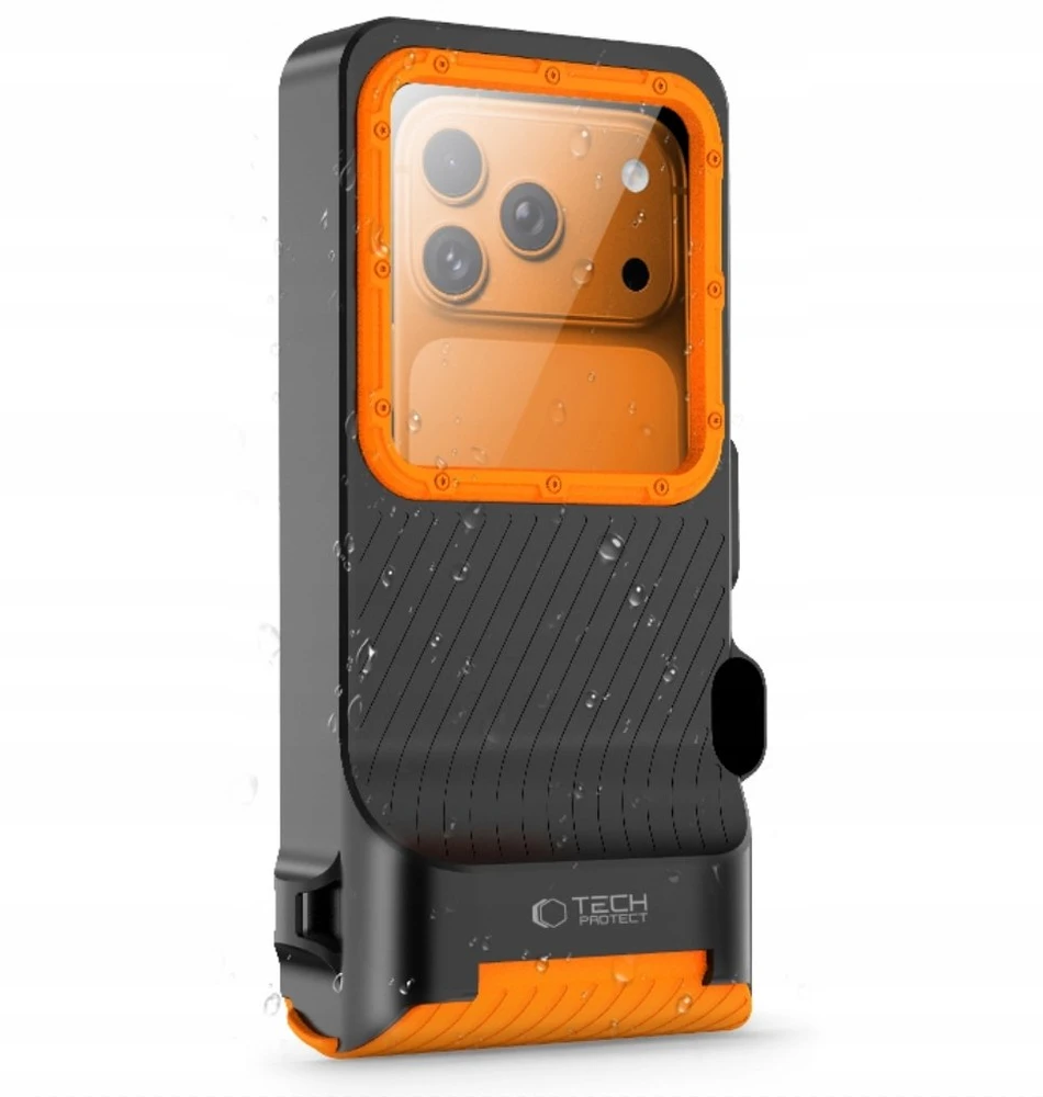 Tech-Protect IPX8 Pro Atsparus vandeniui Phone Case - Oranžinis and Juodas