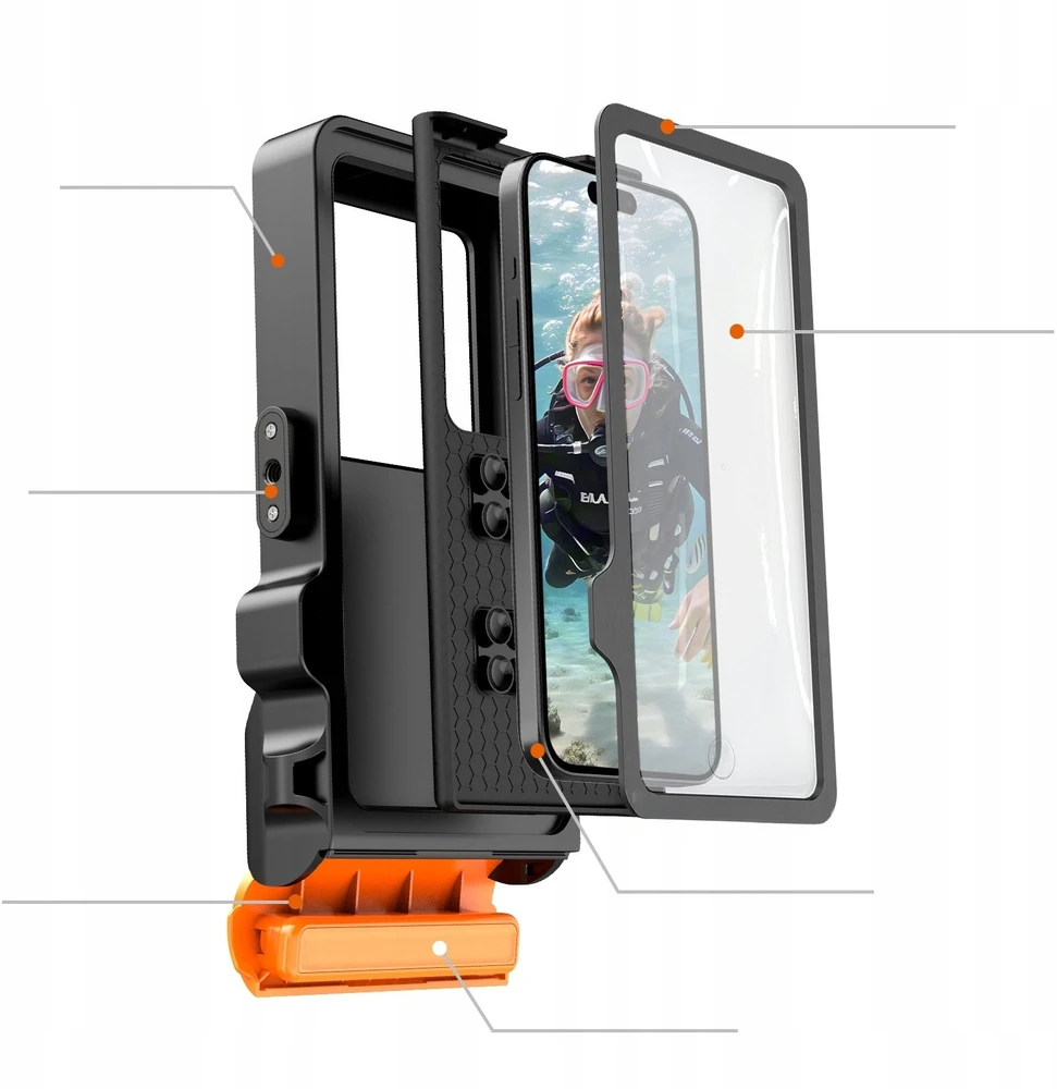 Tech-Protect IPX8 Pro Atsparus vandeniui Phone Case - Oranžinis and Juodas