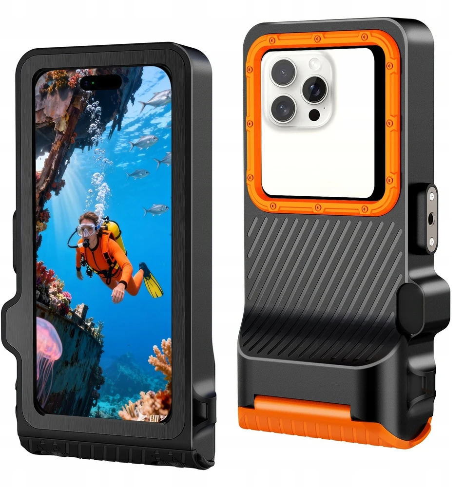 Tech-Protect IPX8 Pro Atsparus vandeniui Phone Case - Oranžinis and Juodas