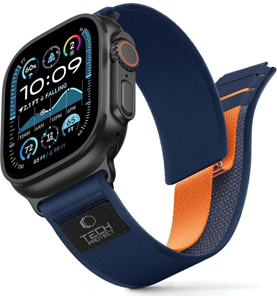 Tech-Protect Elite Elite Apple Watch 8 / 9 / 10 / 11 / SE / Ultra (44 / 45 / 46 / 49 mm) TAMSIAI MĖLYNA/ORANŽINĖ