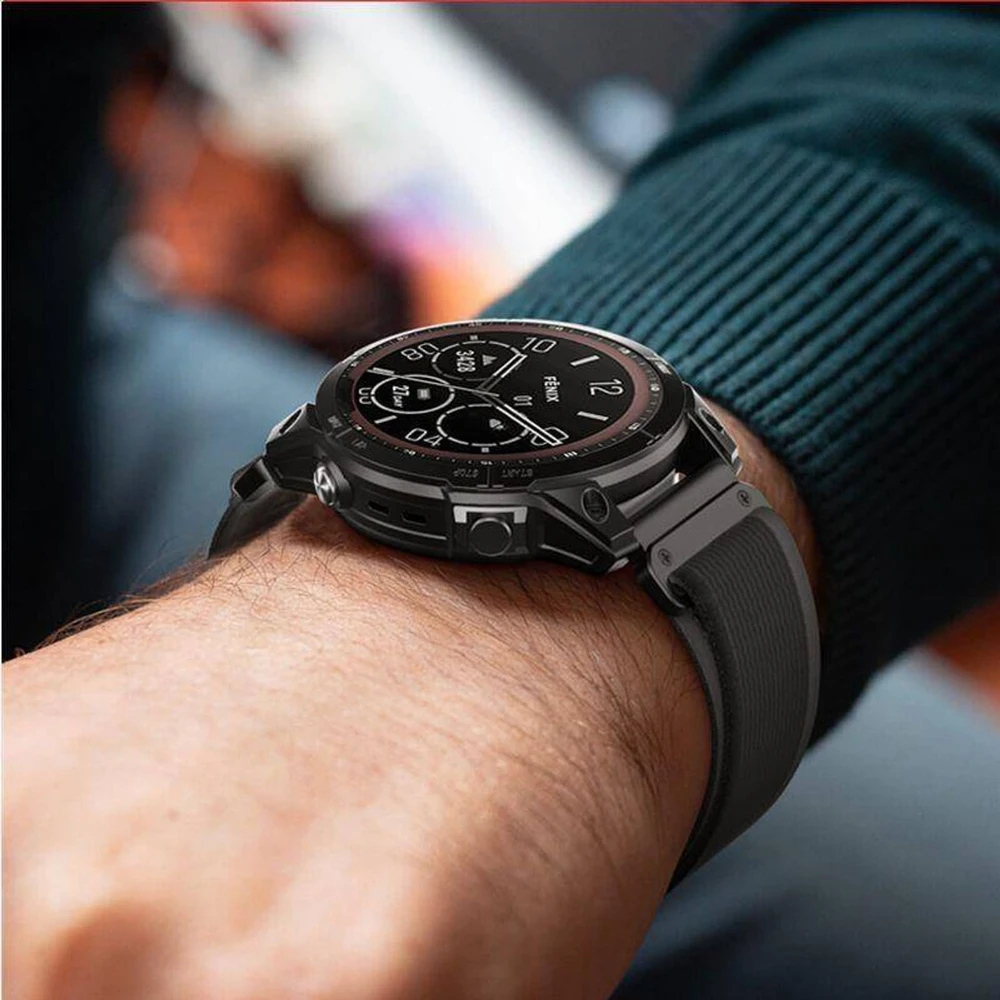 Apyrankė Garmin Fenix 3 / 5X / 3HR / 5X Plus / 6X / 6X Pro / 7X Tech-Protect Nylon oranžinės spalvos – juodos spalvos