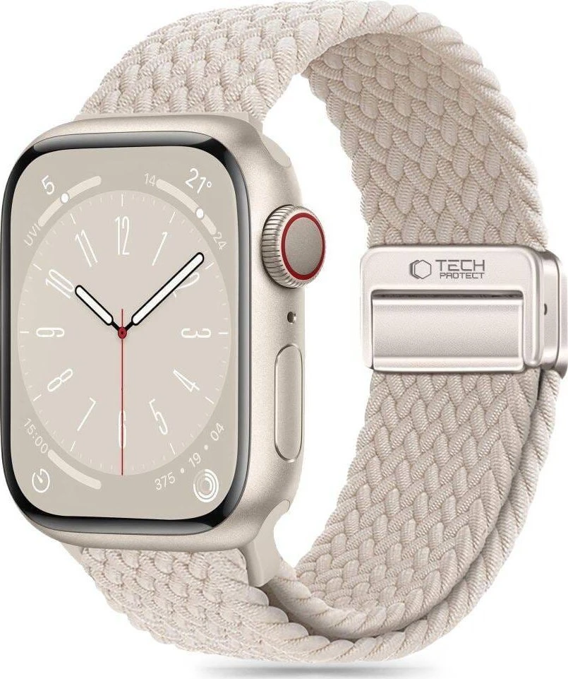 Apyrankė Apple Watch 3 / 4 / 5 / 6 / 7 / 8 / 9 / SE (38 / 40 / 41 mm) Tech-Protect Nylonmag Natural TItanium kreminis