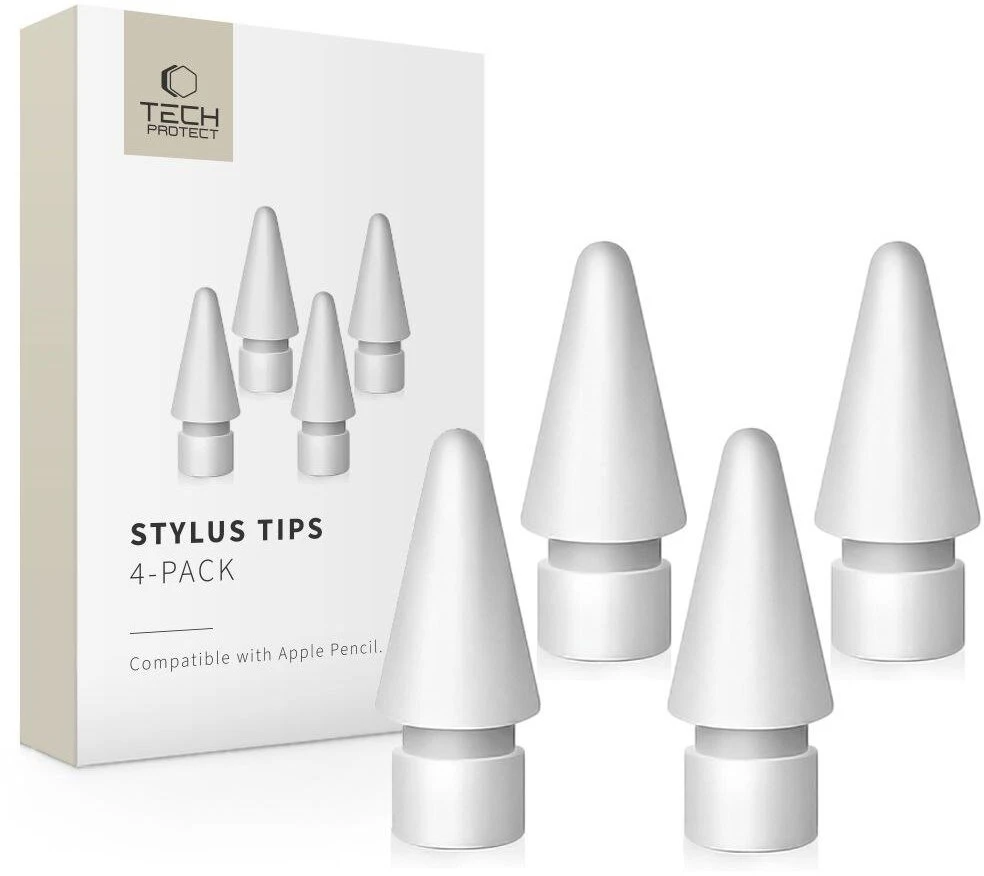 Tech-Protect STYLUS ANTGALIŲ RINKINYS 4 VNT. APPLE PENCIL Baltos spalvos