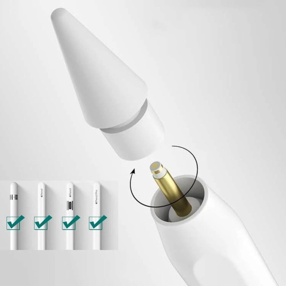 Tech-Protect STYLUS ANTGALIŲ RINKINYS 4 VNT. APPLE PENCIL Baltos spalvos