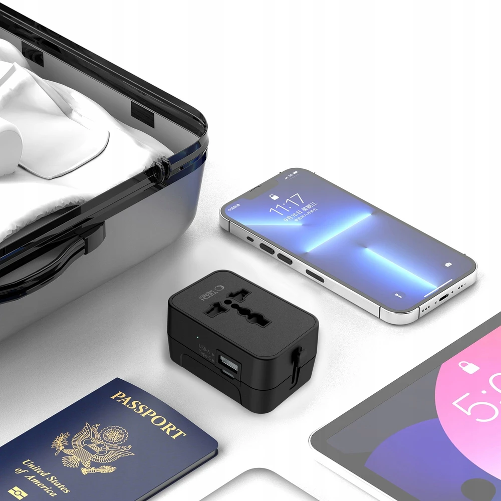 Tech-Protect TA300 Travel Adapteris EU / UK / AU - Juodas