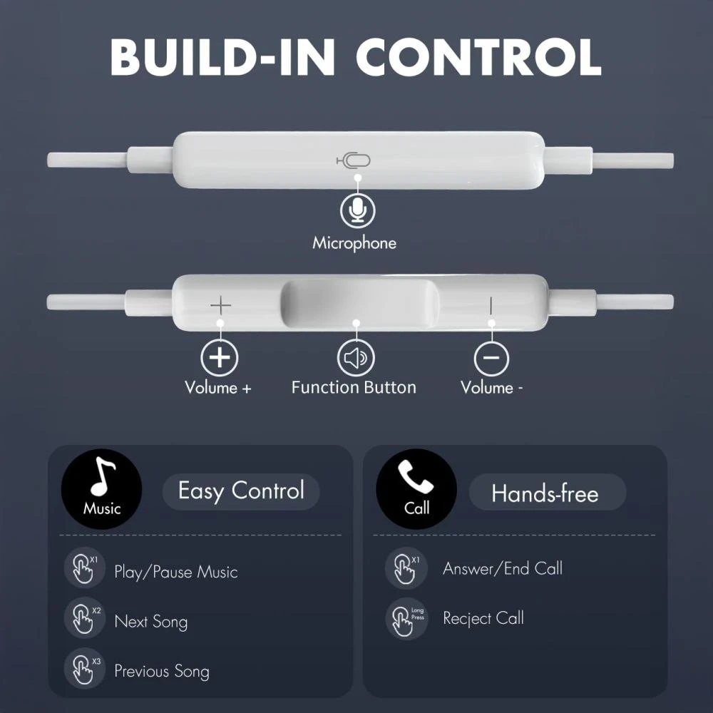 Tech-Protect Ultraboost Core G2 Mini Jack ausinės – baltos spalvos