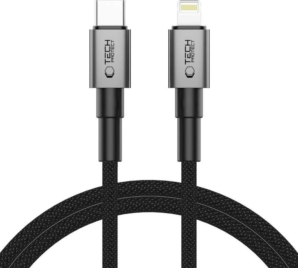 Tech-Protect UltraBoost DNA USB-C / Lightning PD27W/3A laidas 100 cm - pilka