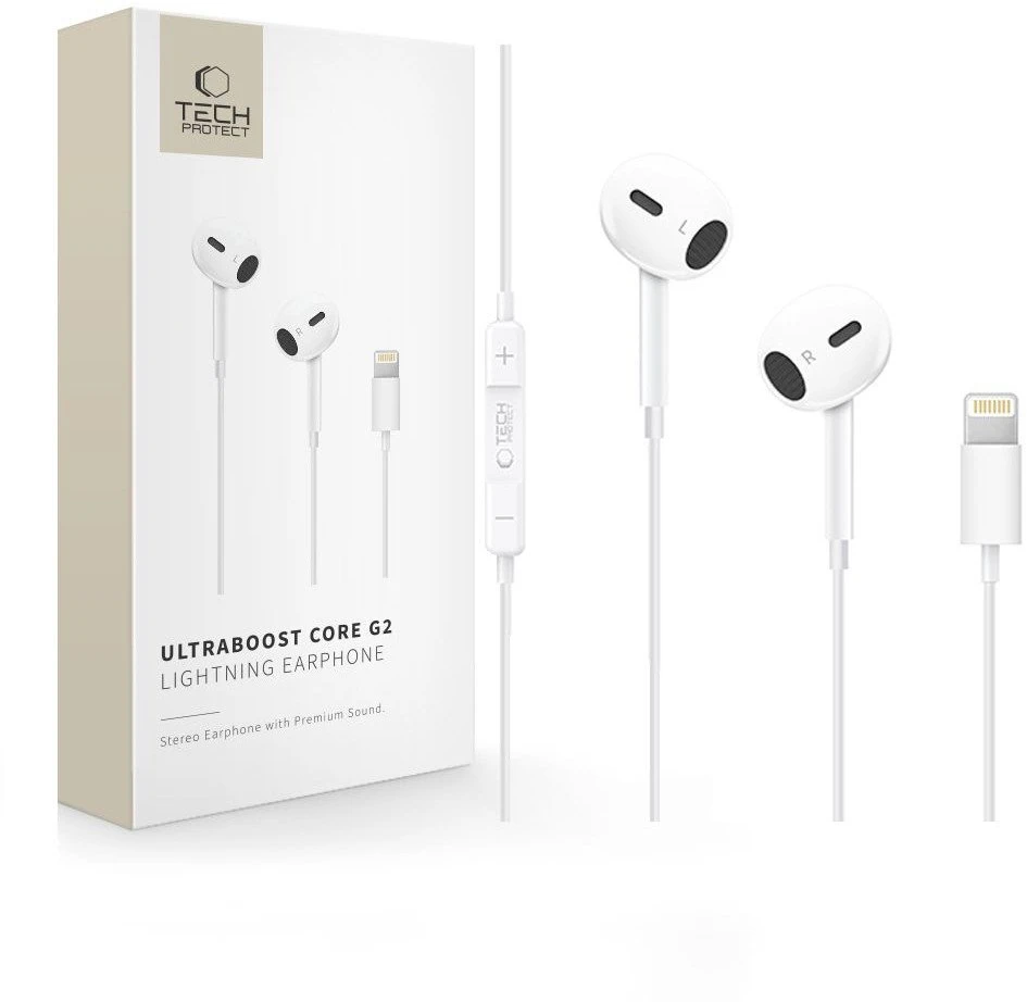 Tech-Protect Ultraboost Core G2 Lightning ausinės – baltos spalvos
