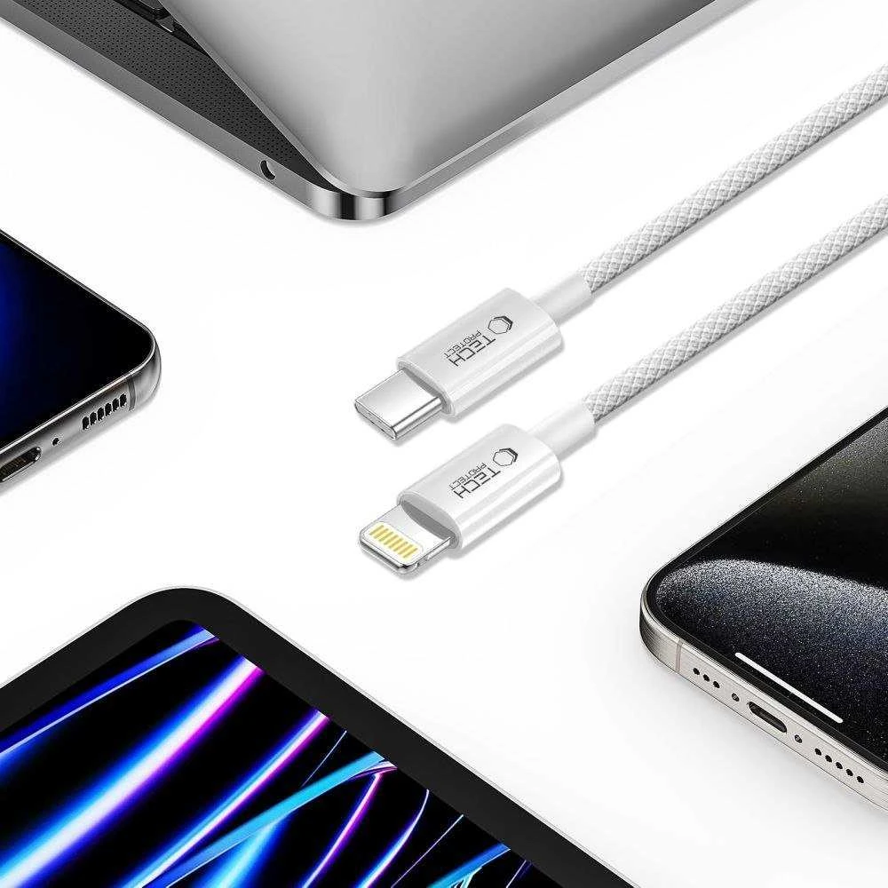 Tech-Protect UltraBoost USB-C / Lightning PD27W/3A laidas 200 cm - pilka