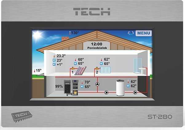 Tech Kambario valdiklis ST-280 su RS ryšiu, juodas