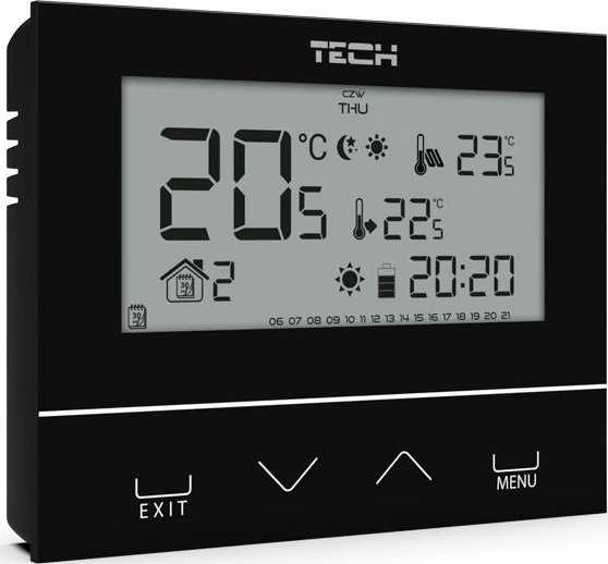 Tech ST-293v3 kambario valdiklis, juodas, dviejų būsenų, stiklinis, įleidžiamas