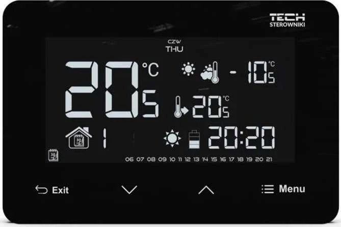 Tech ST-293v3 kambario valdiklis, juodas, dviejų būsenų, stiklinis, įleidžiamas