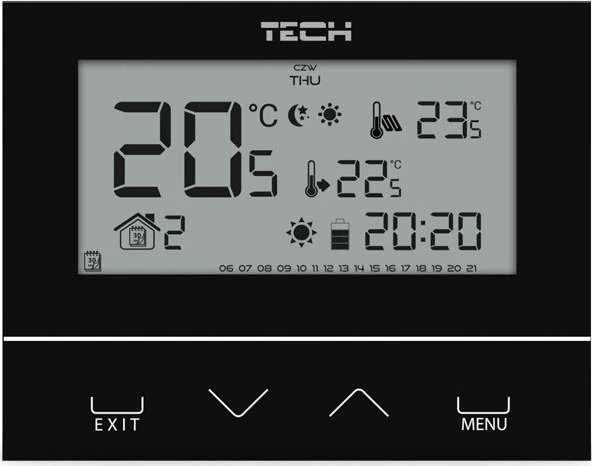 Tech ST-293v3 kambario valdiklis, juodas, dviejų būsenų, stiklinis, įleidžiamas