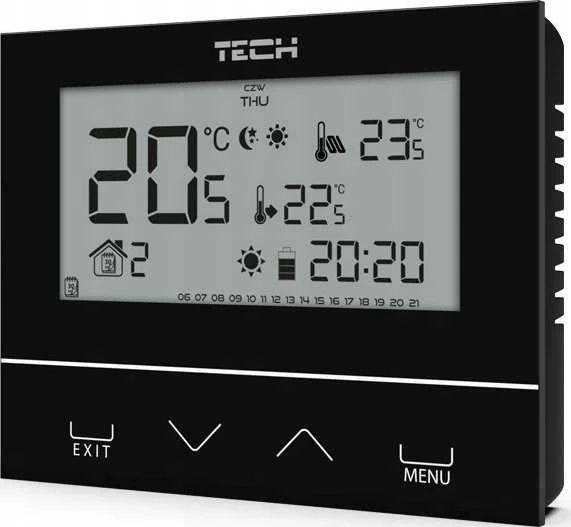Tech ST-293v3 kambario valdiklis, juodas, dviejų būsenų, stiklinis, įleidžiamas