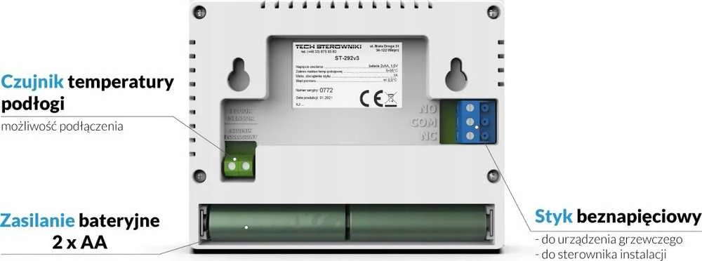 Tech ST-293v3 kambario valdiklis, juodas, dviejų būsenų, stiklinis, įleidžiamas
