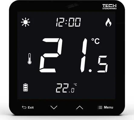 Tech ST-297V3 dviejų pakopų, įleidžiamas kambario valdiklis (3 mm stiklas), juodas