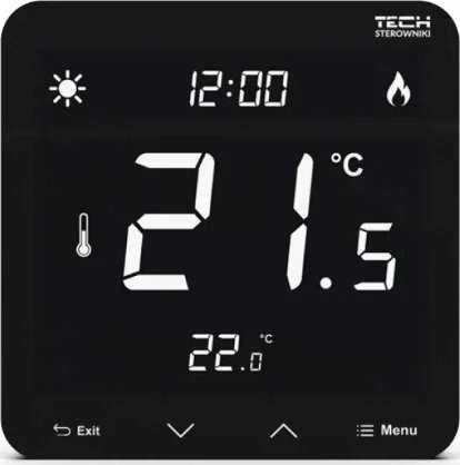 Tech ST-297V3 dviejų pakopų, įleidžiamas kambario valdiklis (3 mm stiklas), juodas