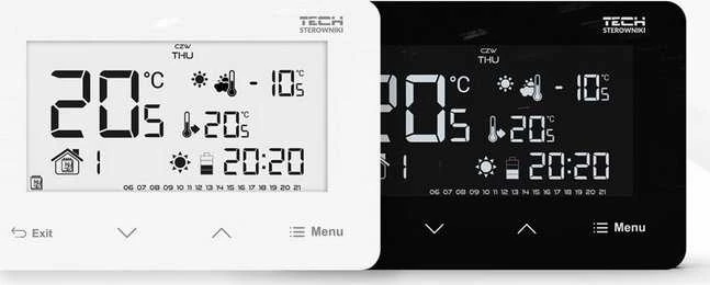 Tech ST293V3 laidinis kambario reguliatorius, dviejų būsenų (stiklinis priekinis skydelis), baltas