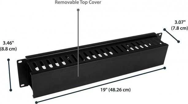 Techly 108316 Kabelių laikiklis 2U 19" stelažų spintelėms su dangteliu, juodas_