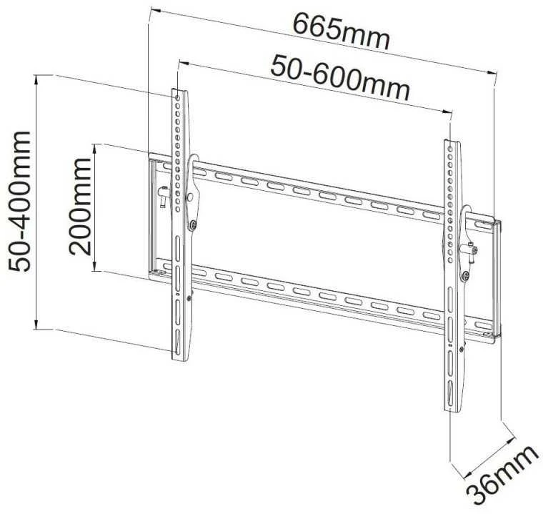 Laikiklis Techly „Intracom EFB Elektronik“ ICA-PLB-161L, 101,6 cm (40"), 165,1 cm (65"), 50 kg, 200 x 200 mm, 600 x 400 mm, Juoda