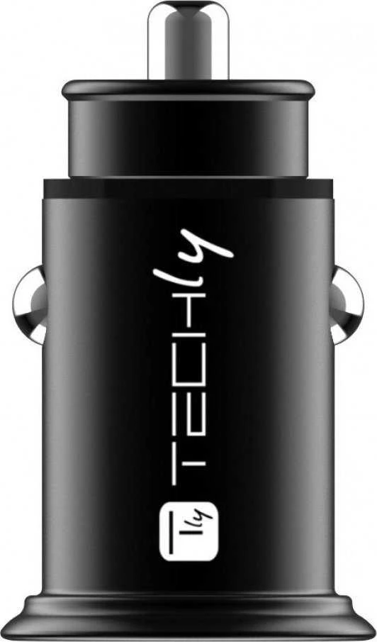 TECHLY Mini Car Charger 2 Ports USB-A Fast Charge 36W in Juodas Metal