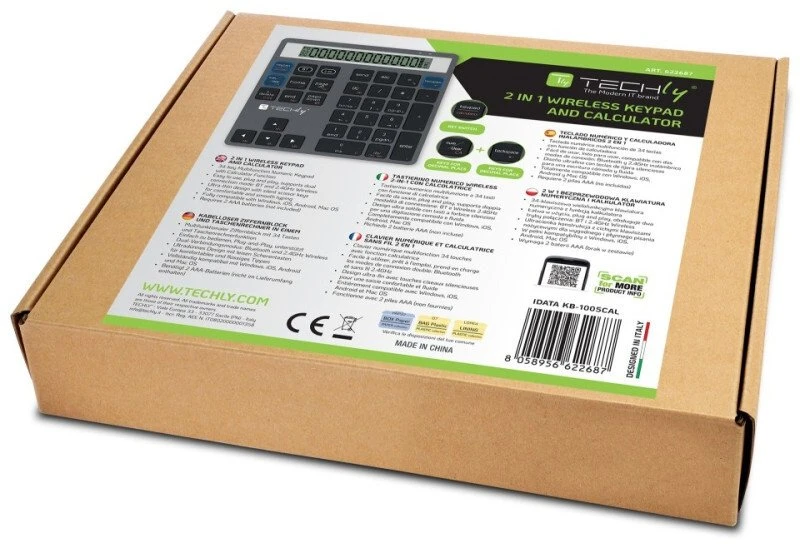 „Techly“ belaidė skaitmeninė klaviatūra su skaičiuotuvu, BT/RF USB (TLY_622687)