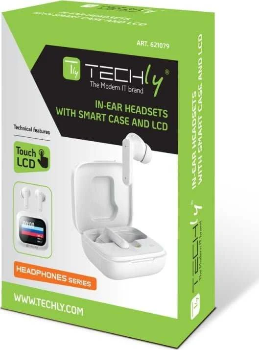 Ausinės Techly Ausinės į ausis įkišamos belaidės Bluetooth redukcja szumów ANC ekran LCD