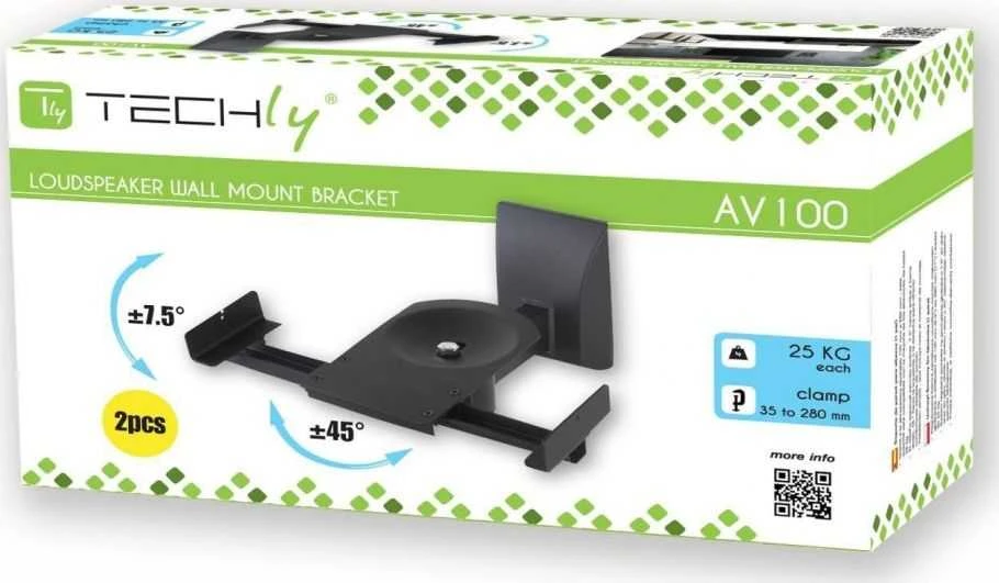 Techly Clamp sieninis laikiklis palydoviniam garsiakalbiui 2 vnt.