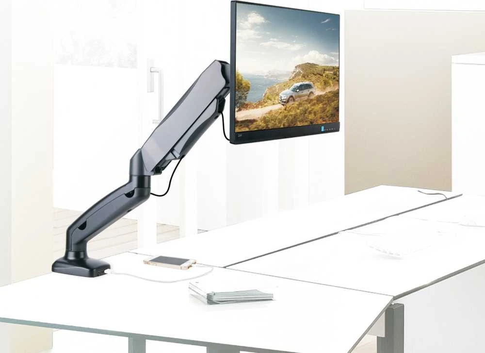 Laikiklis TECHLY 102857 Techly Desk LED/LCD monitoriaus rankena 13-27 6kg su dujine spyruokle ir audio/USB jungtys