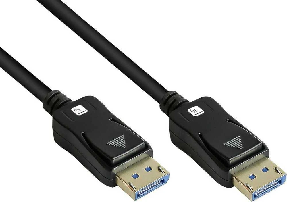 DisplayPort 2.1 laidas su juodomis jungtimis