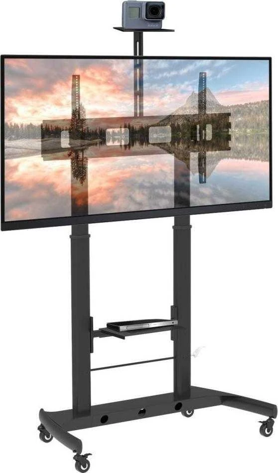 Laikiklis Reguliuojamas TECHLY grindų stovo aukštis, 2 lentynos LCD / LED 52-110 colių