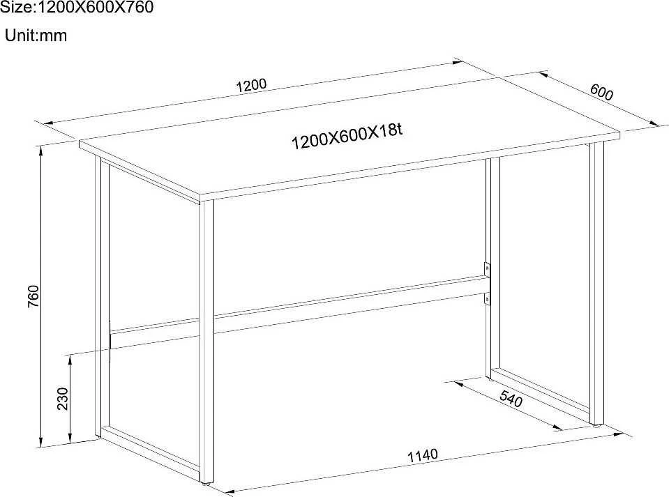 Techly ICA- TB 3545W Balta 120 cm x 60 cm