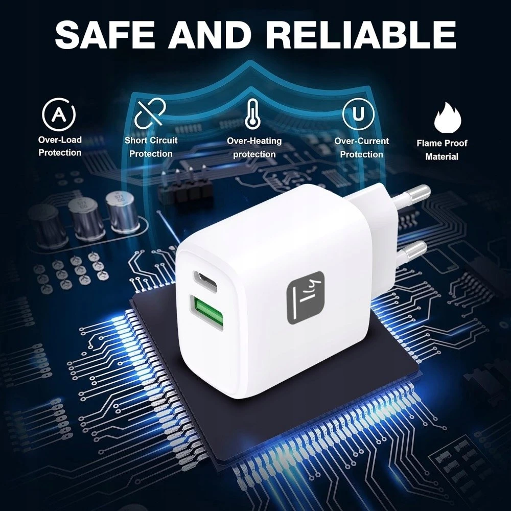 Techly Tinklo įkroviklis GaN 1x USB-A 1x USB-C (TLY_621895)