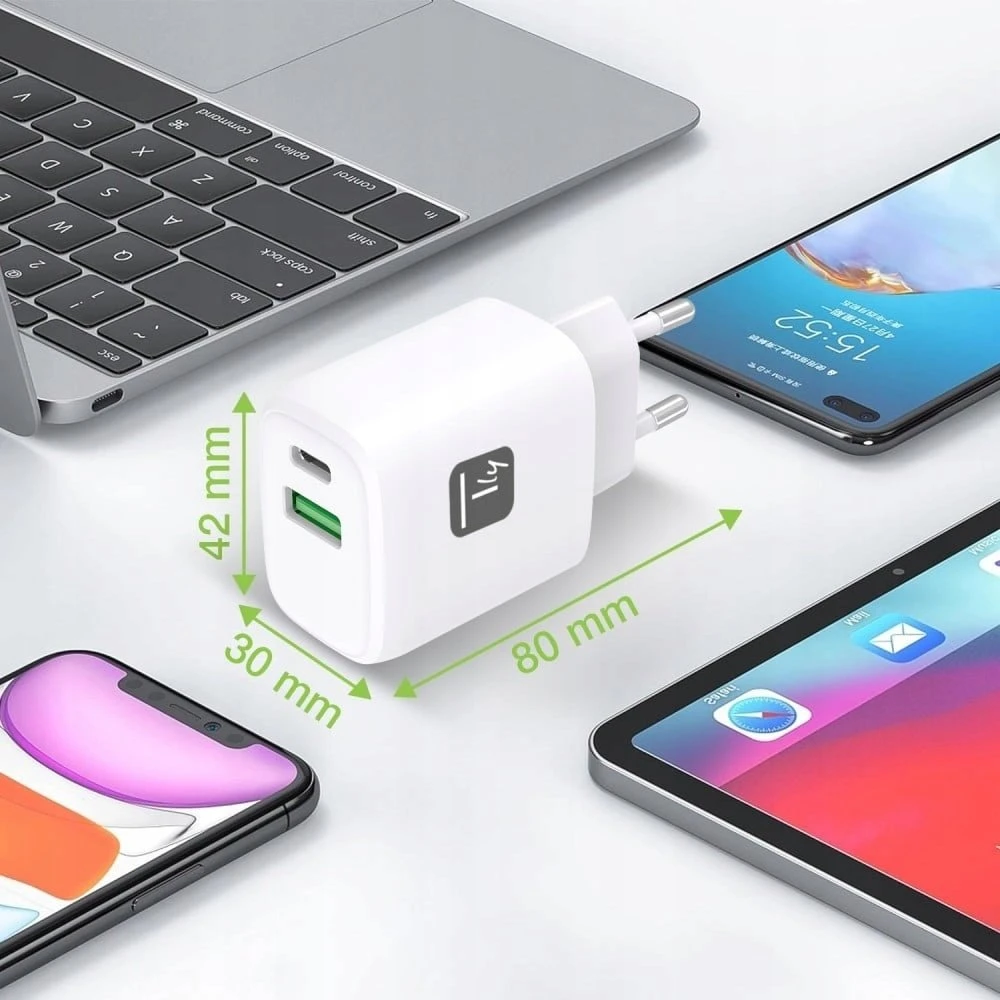 Techly Tinklo įkroviklis GaN 1x USB-A 1x USB-C (TLY_621895)