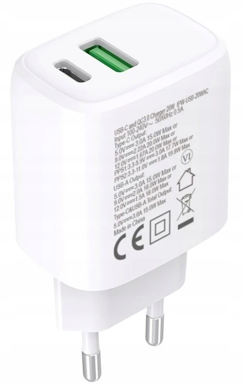 Techly Tinklo įkroviklis GaN 1x USB-A 1x USB-C (TLY_621895)