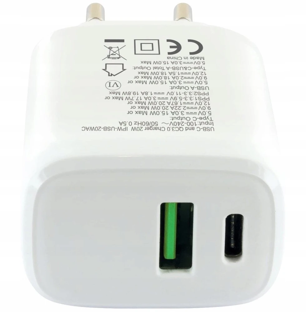 Techly Tinklo įkroviklis GaN 1x USB-A 1x USB-C (TLY_621895)