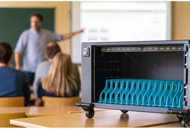 „Techly“ 16 planšetinių kompiuterių ir išmaniųjų telefonų įkrovimo spinta USB-C 16x 45W
