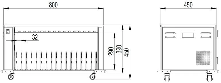 „Techly“ 16 planšetinių kompiuterių ir išmaniųjų telefonų įkrovimo spinta USB-C 16x 45W
