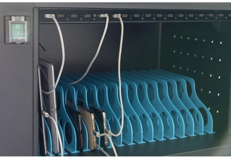 „Techly“ 16 planšetinių kompiuterių ir išmaniųjų telefonų įkrovimo spinta USB-C 16x 45W
