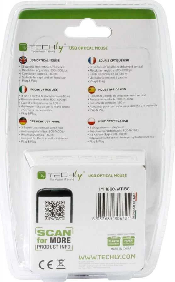 Techly IM 1600-WT-BG pelė