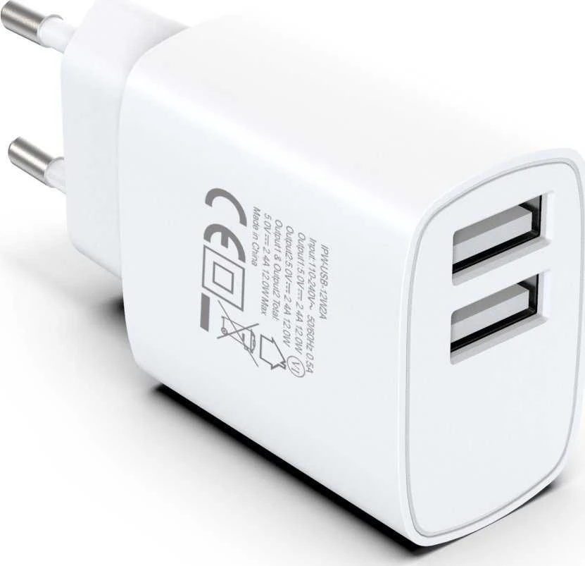 Įkroviklis Techly Techly IPW-USB-12W2A mobiliųjų įrenginių įkroviklis Ausinės, Nešiojama kolonėlė, Išmanusis telefonas, Planšetinis kompiuteris Balta Kintamoji srovė Vidinis