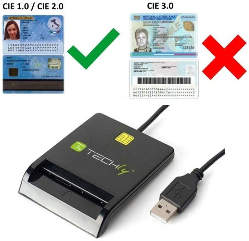 Techly Elektroninių kortelių skaitytuvas Smart Card USB-A