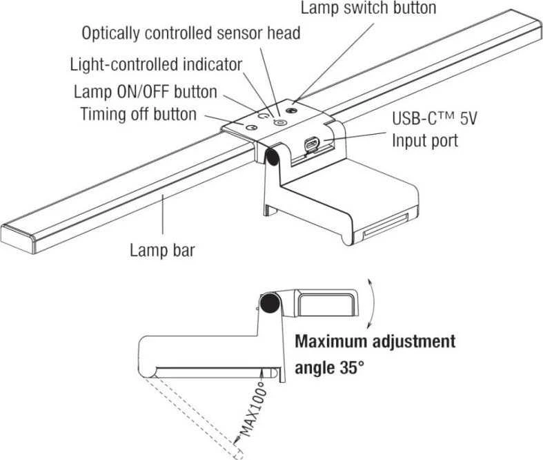 „Techly Touch“ LED lempa, 5 W, skirta „Monitorius“ kompiuteriui, su USB reguliuojamu šviesos srautu, pritemdoma