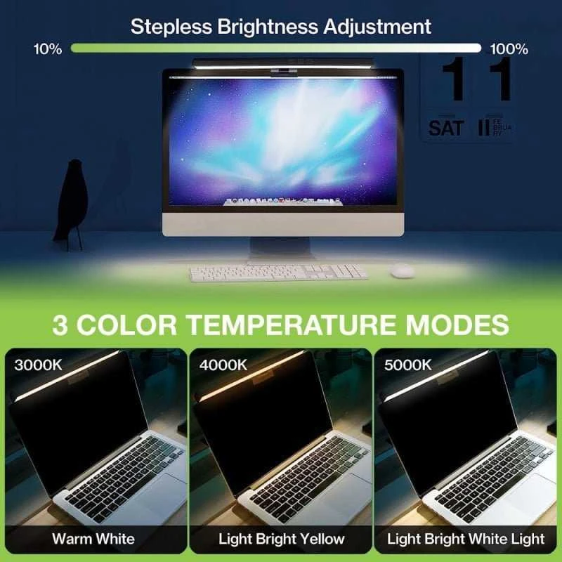 „Techly Touch“ LED lempa, 5 W, skirta „Monitorius“ kompiuteriui, su USB reguliuojamu šviesos srautu, pritemdoma