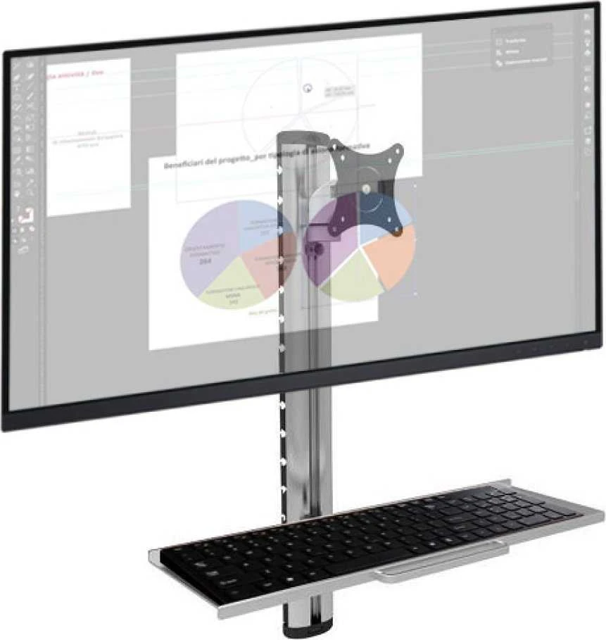 Techly ICA-PLW 01 monitoriaus laikiklis arba stovas 68,6 cm (27″) Siena Sidabras