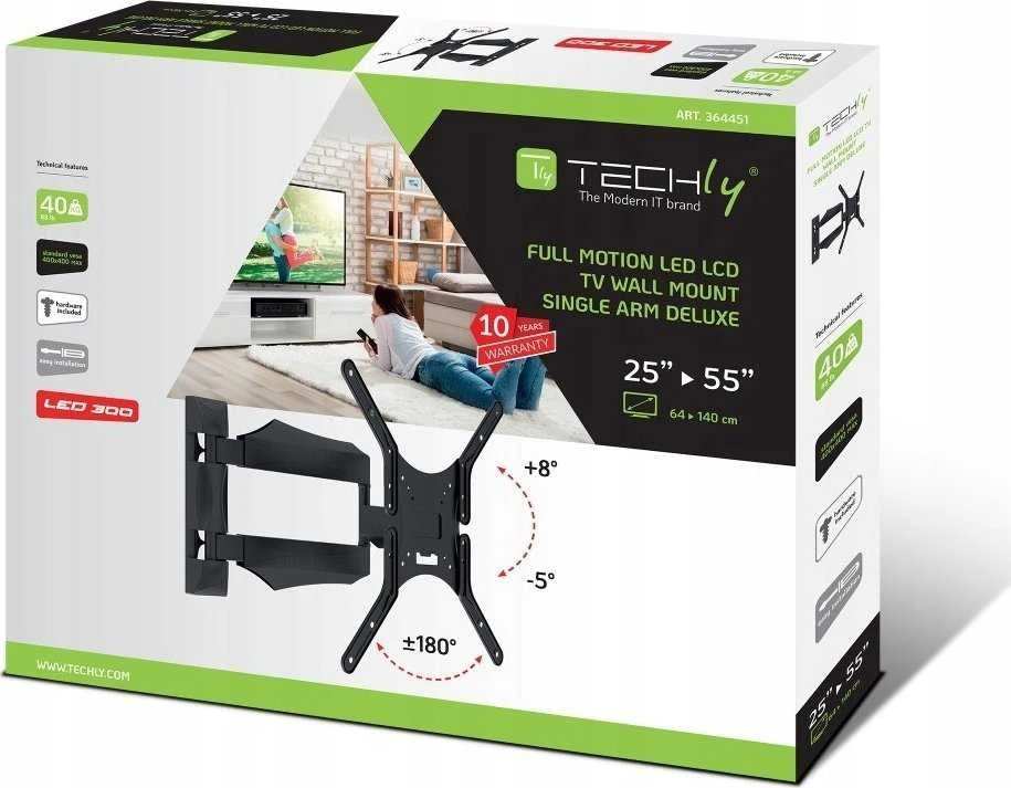 Techly Laikiklis ścienny do TV 25-52" LED/LCD 40kg sukamasis uchylny