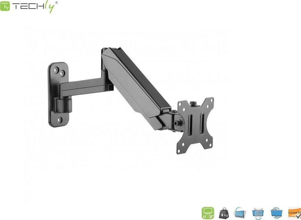 TECHLY 102864 Techly Sieninis laikiklis televizoriui LED/LCD 17-32 8kg VESA pilnas judesys su dujine spyruokle