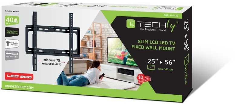 „Techly“ laikiklis, skirtas LCD/LED ekranui, 25–56 colių, 40 kg, plonas, 21 mm