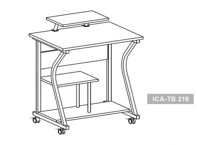 Techly ICA-TB 218 kompiuterio stalas Sidabras, Medis
